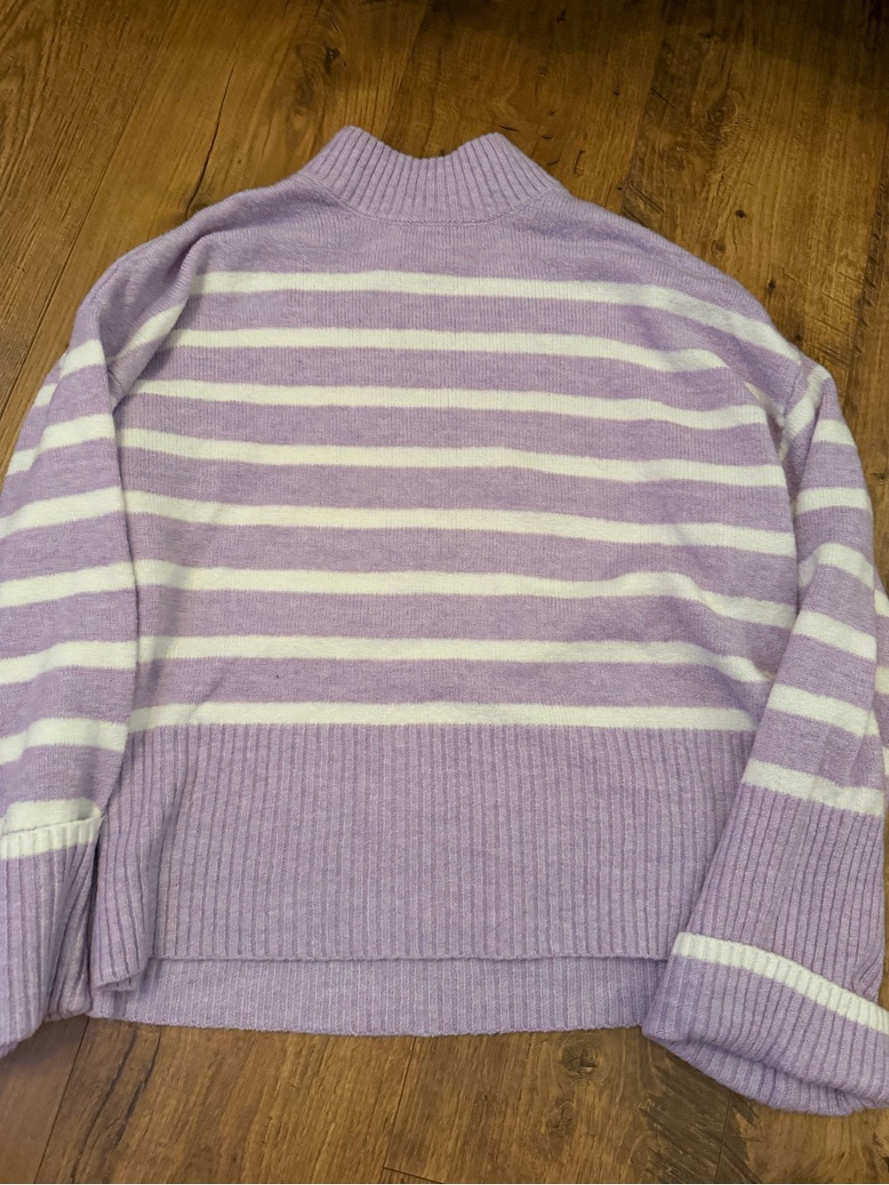 Purple and white striped sweater